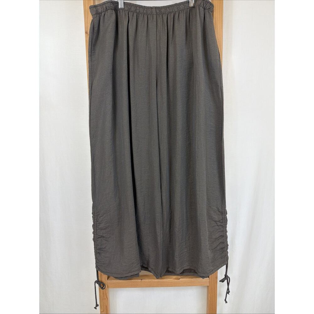 NWT Et Lois Brown Ruched Hem Elastic Waist Pockets Wide Leg Pants #1433 Size 3X